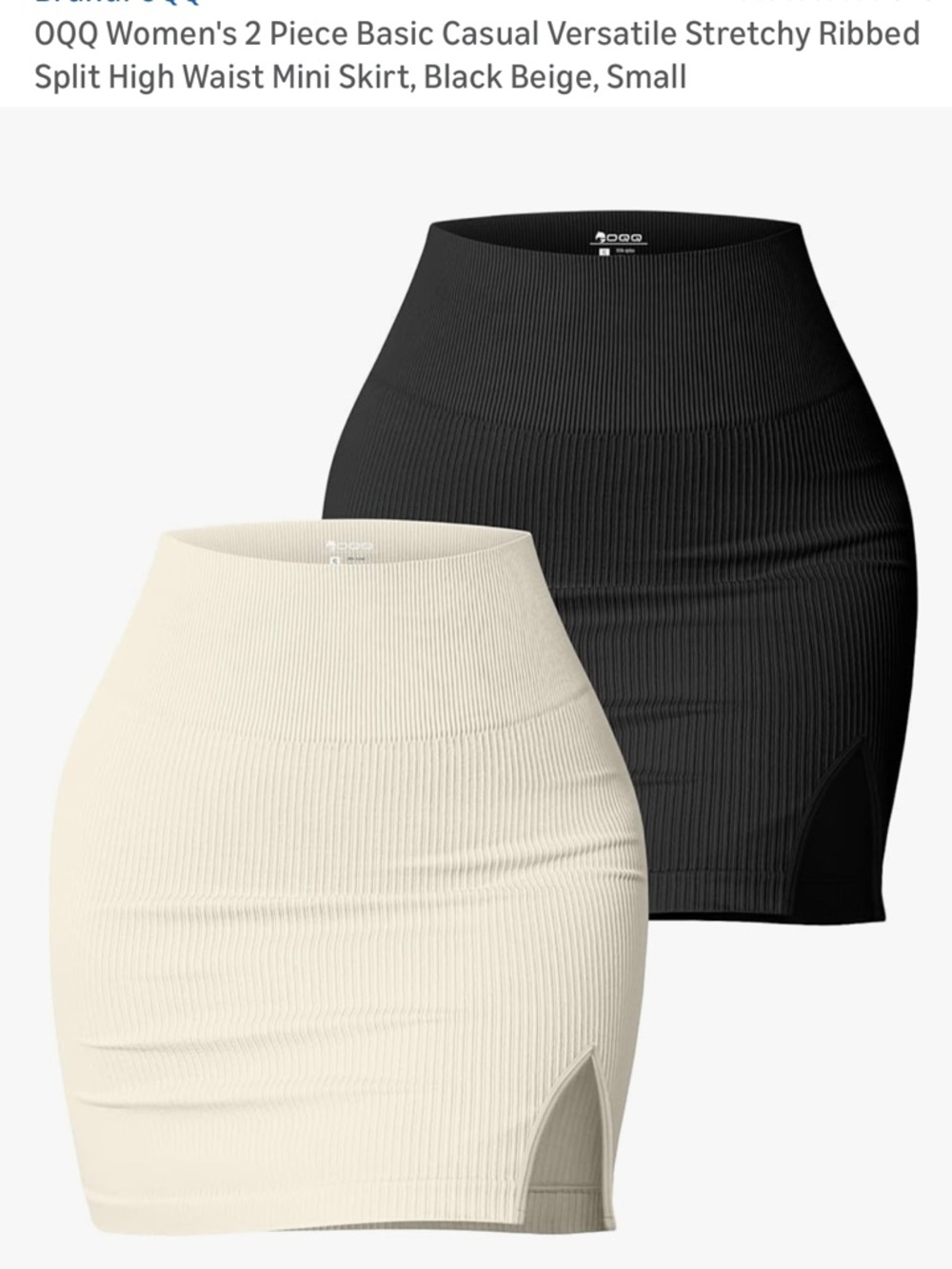 Ribbed High-Waist Mini Skirt Duo in Black and Cream